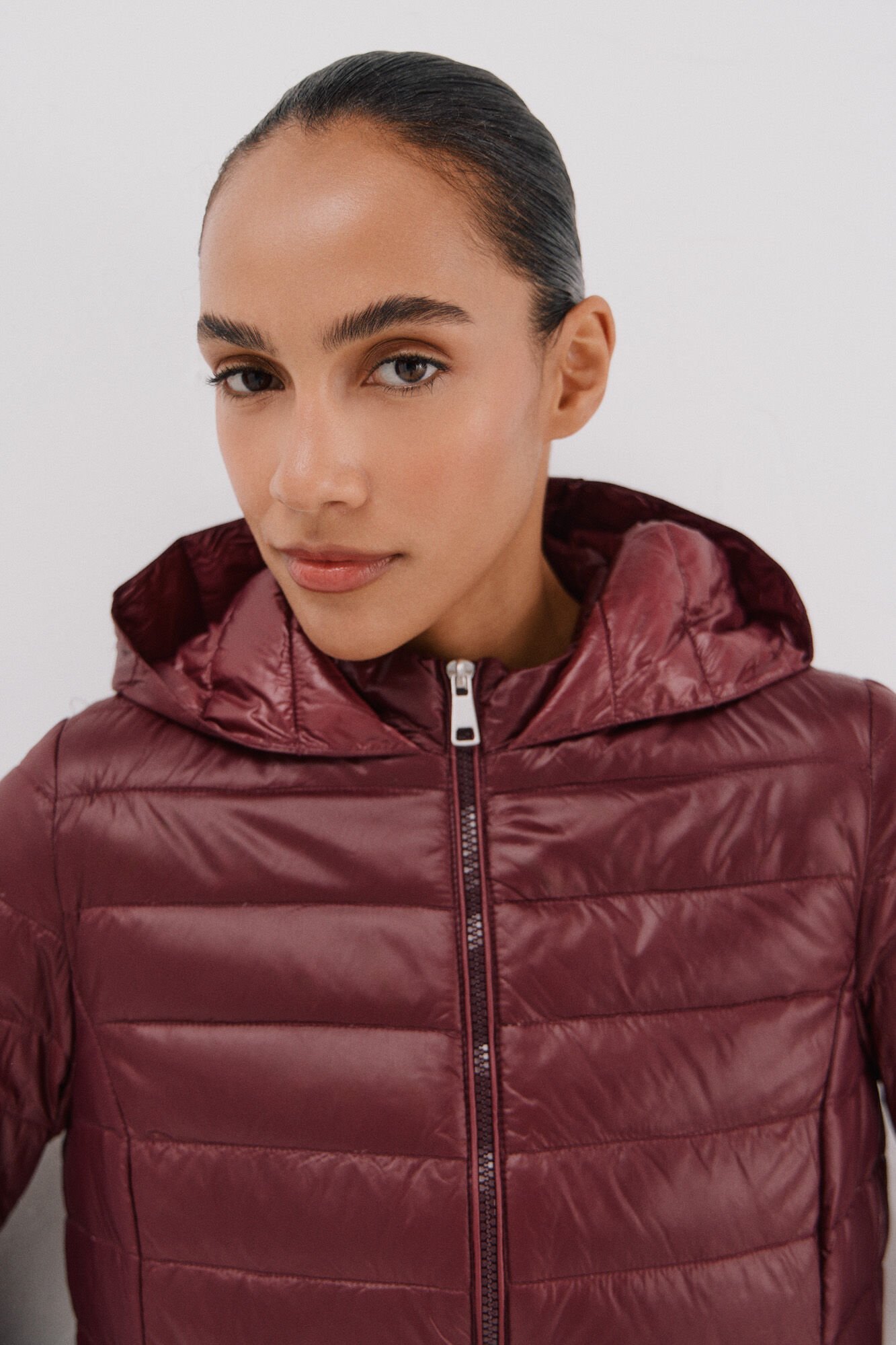 Cortefiel Long down coat Maroon