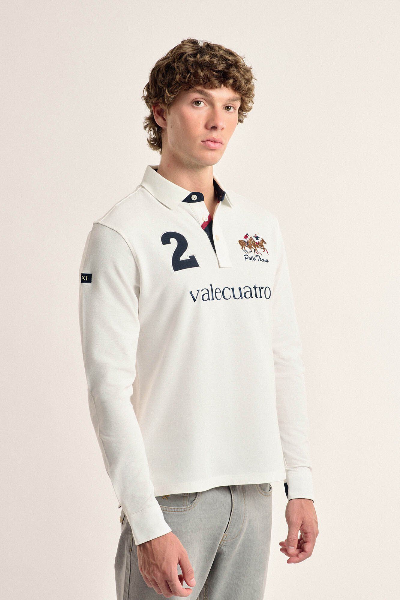 Valecuatro Polo Valecuatro de hombre blanco roto modelo caballos Blanco