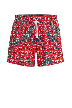 Cortefiel Swim shorts with printed logo Red