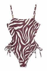 Cortefiel Animal print shaping swimsuit Printed brown