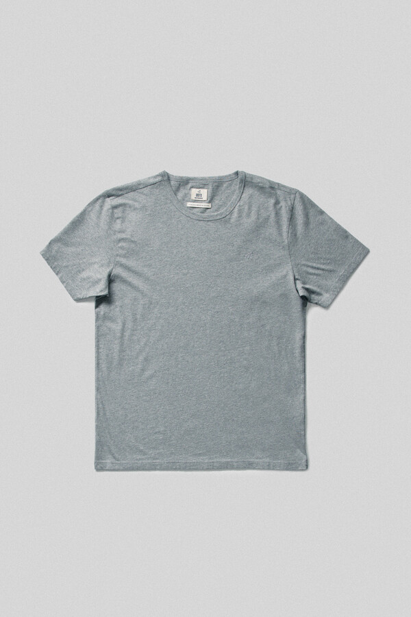 Cortefiel Cotton T-shirt with embroidered paper plane logo Grey