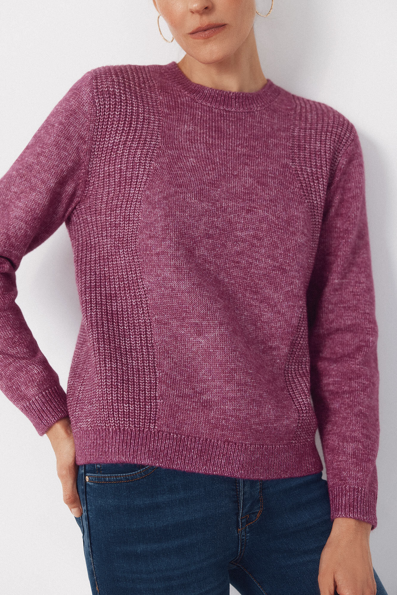 Cortefiel Combined knit jumper Purple