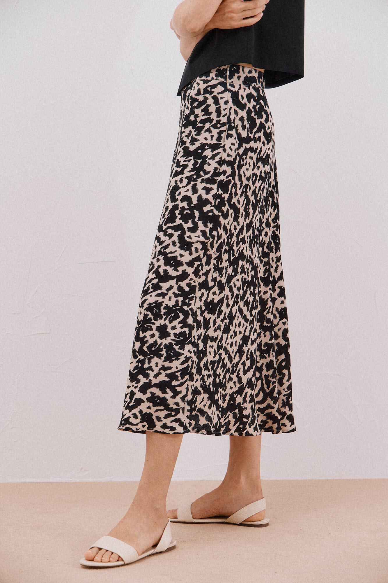 Cortefiel Printed circle skirt Printed white