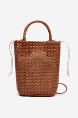 Cortefiel Braided bucket bag Brown