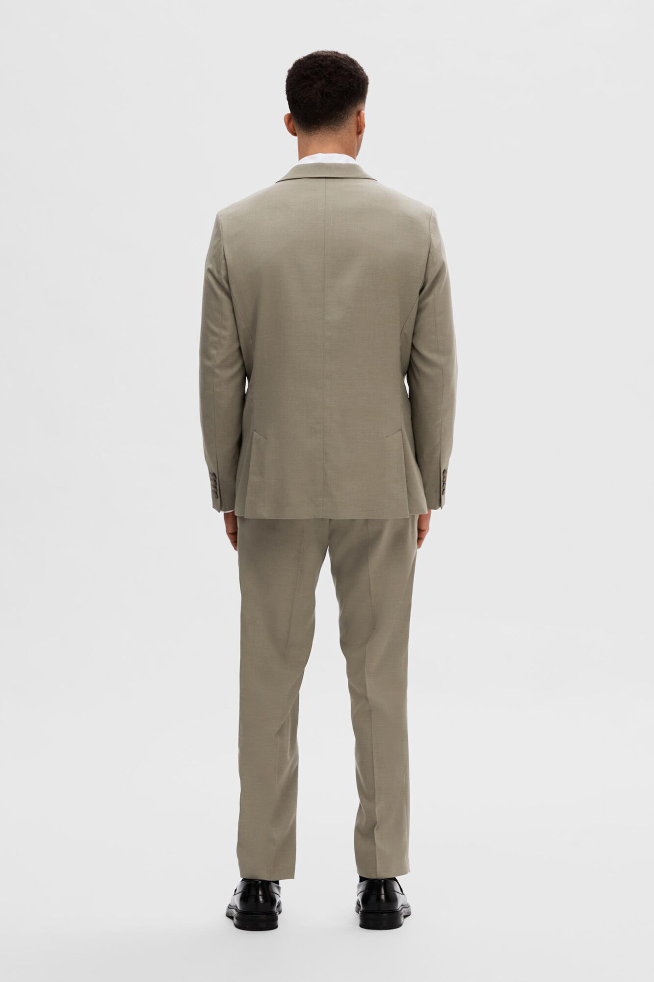 Selected Slim fit suit jacket made with wool Beige