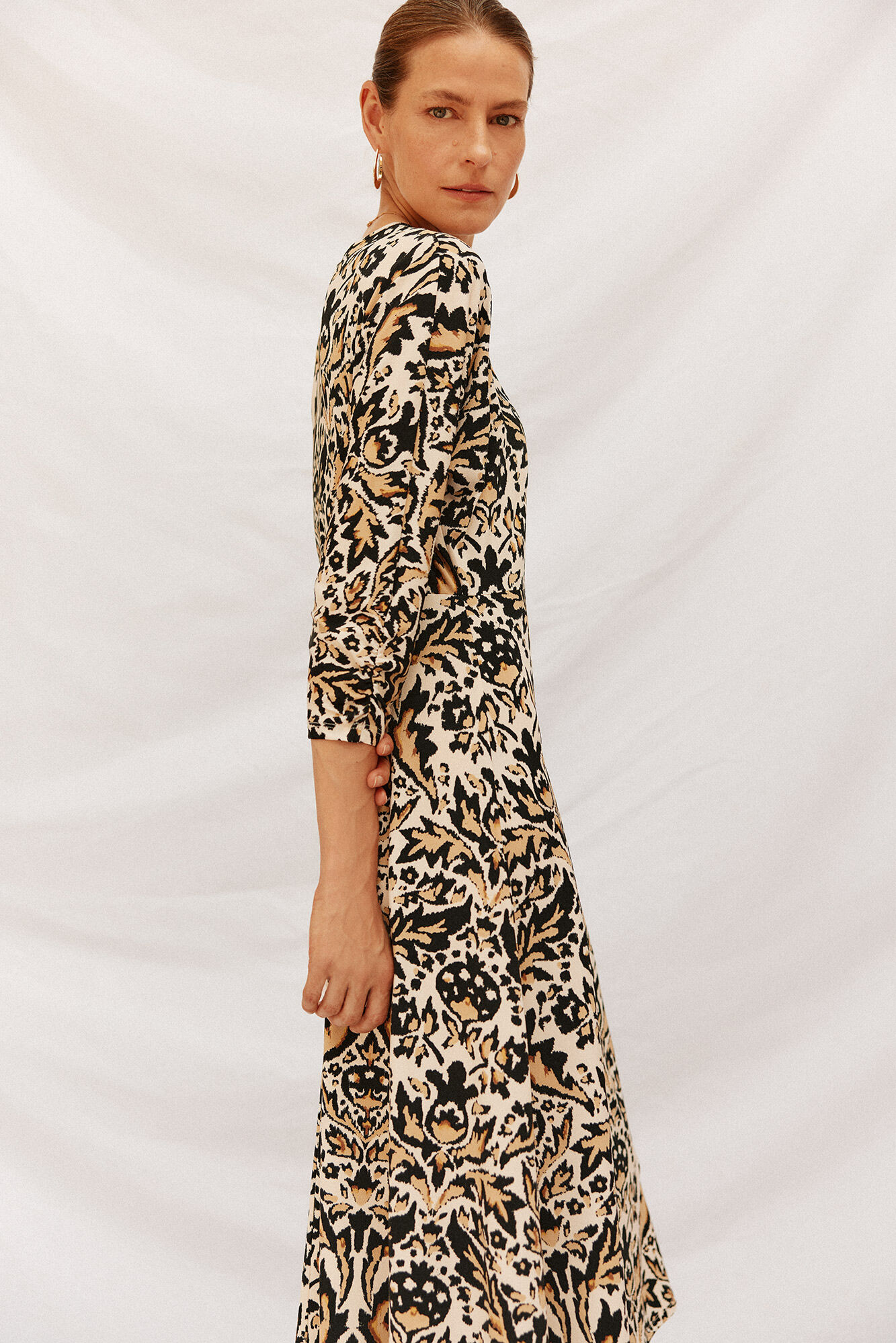 Cortefiel Flowing printed dress Printed white