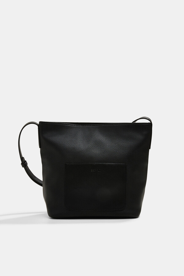 Cortefiel Two-tone faux leather crossbody bag Black