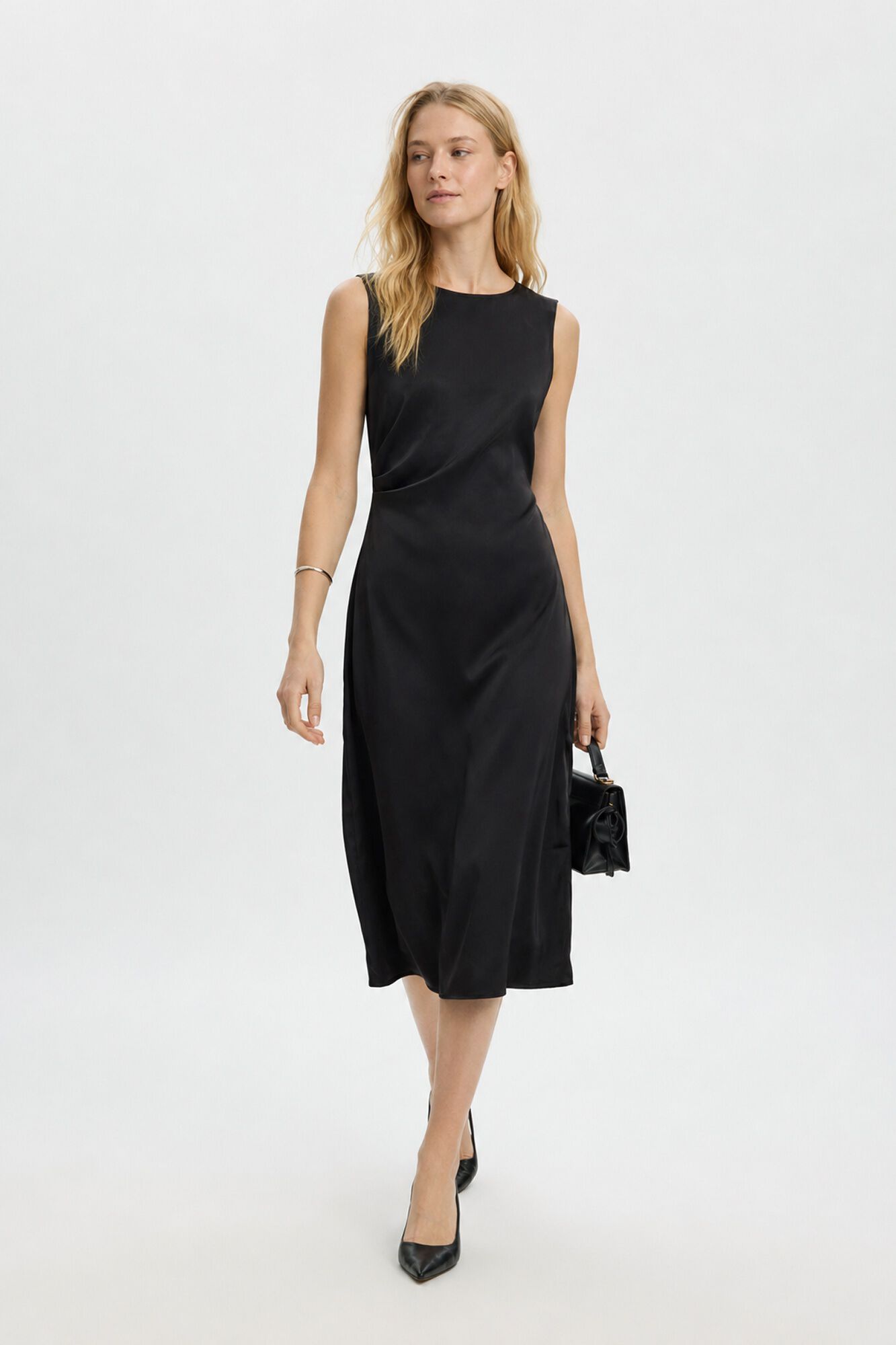 Selected Vestido midi sem mangas