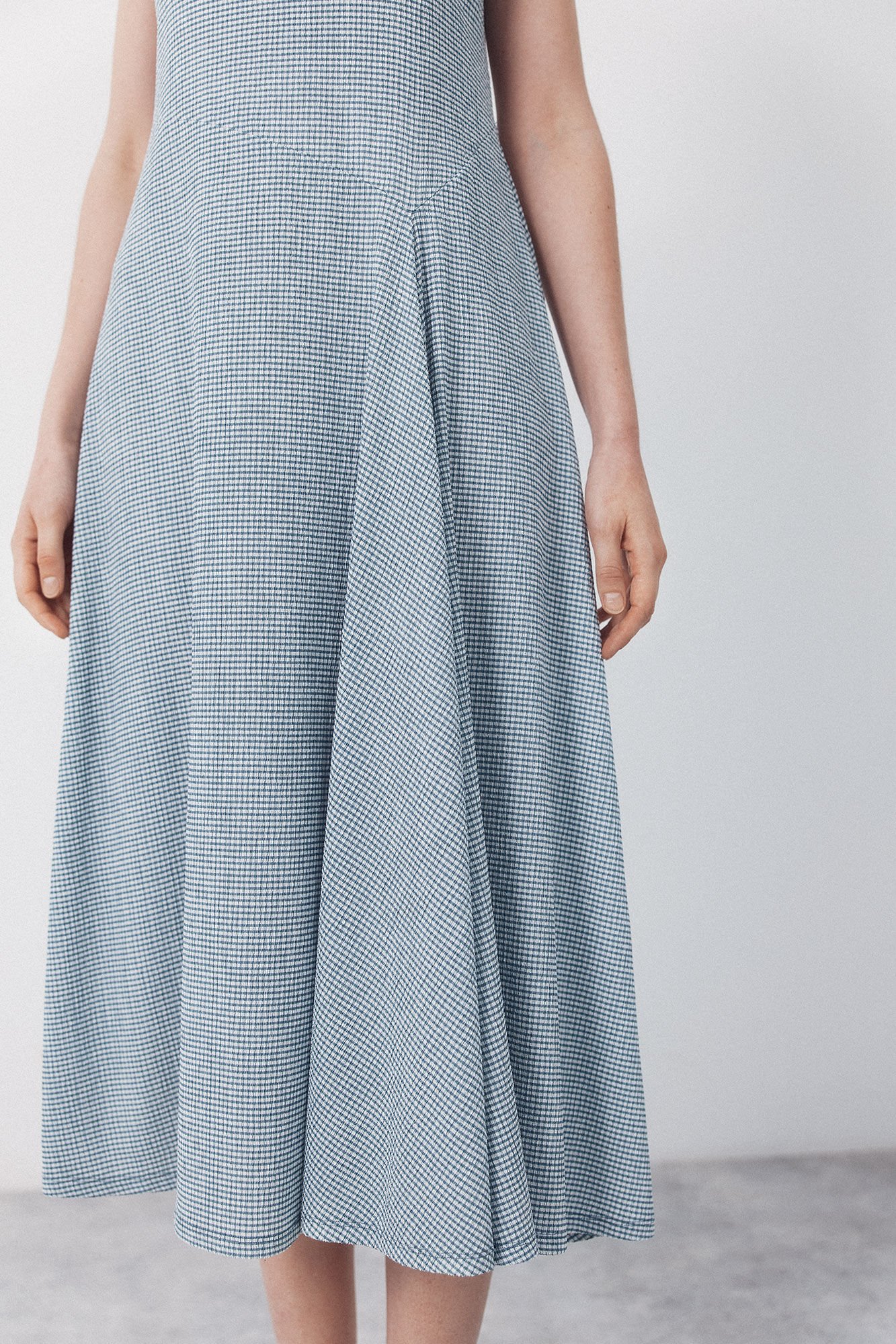 Cortefiel Vestido estruturado vichy Azul