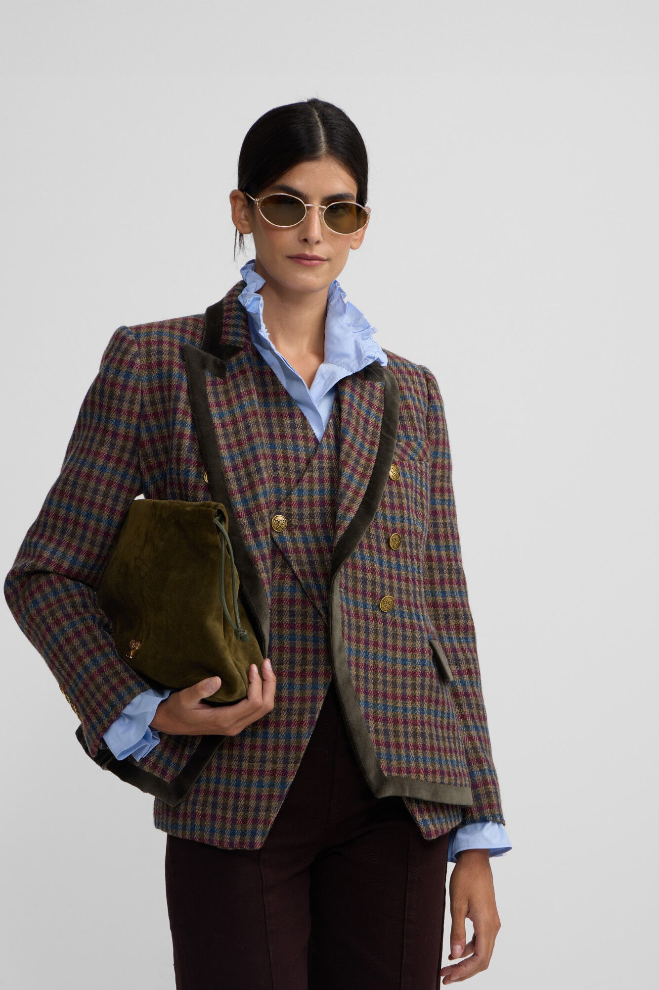 Silbon Blazer cl&aacute;ssico xadrez trespassado Verde