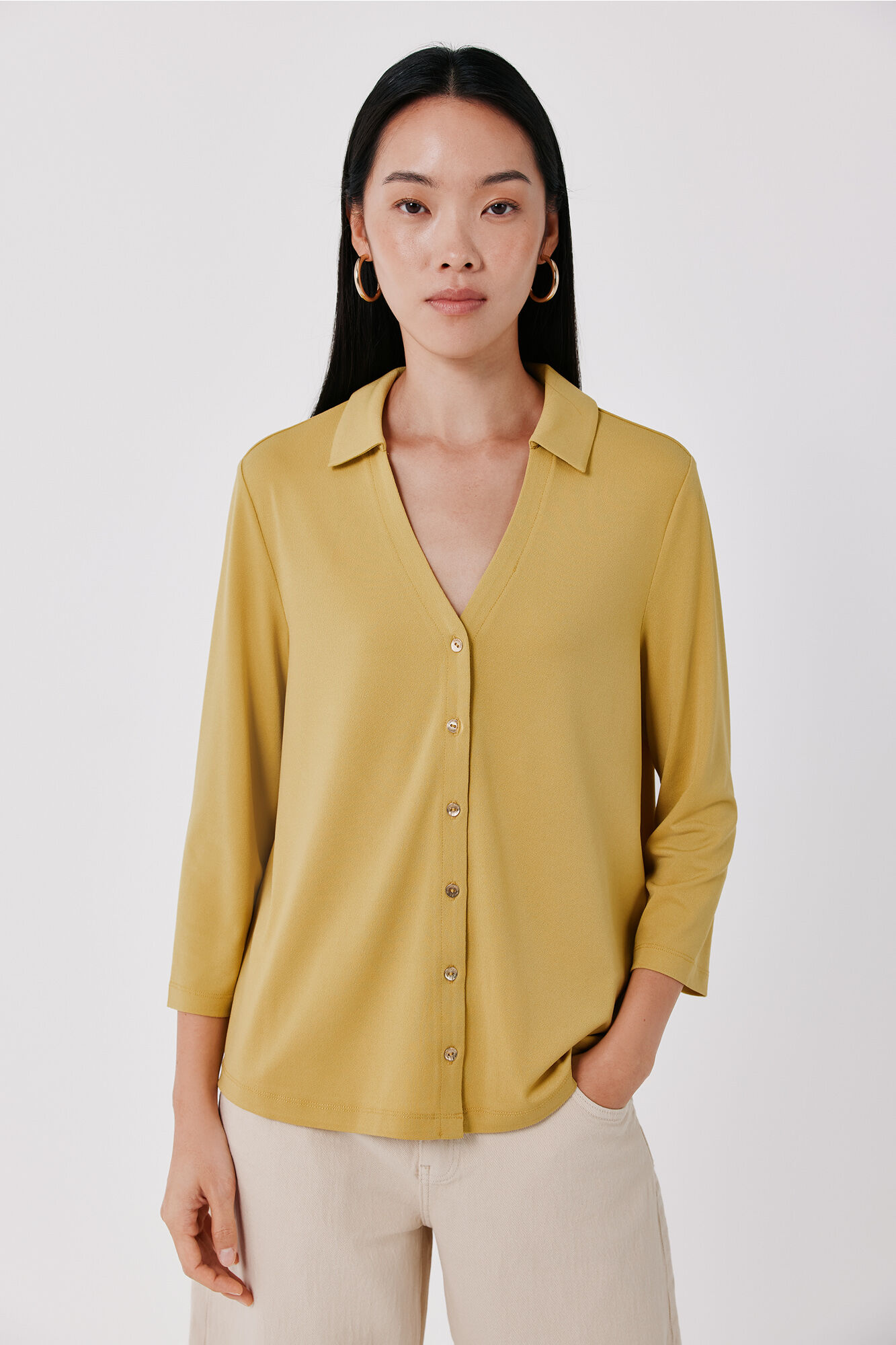 Cortefiel Camisa el&aacute;stica botones