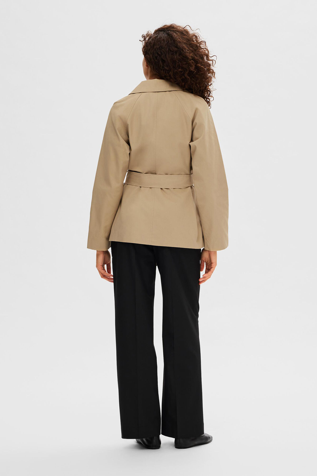 Selected Femme Classic recycled cotton short trench coat Brown