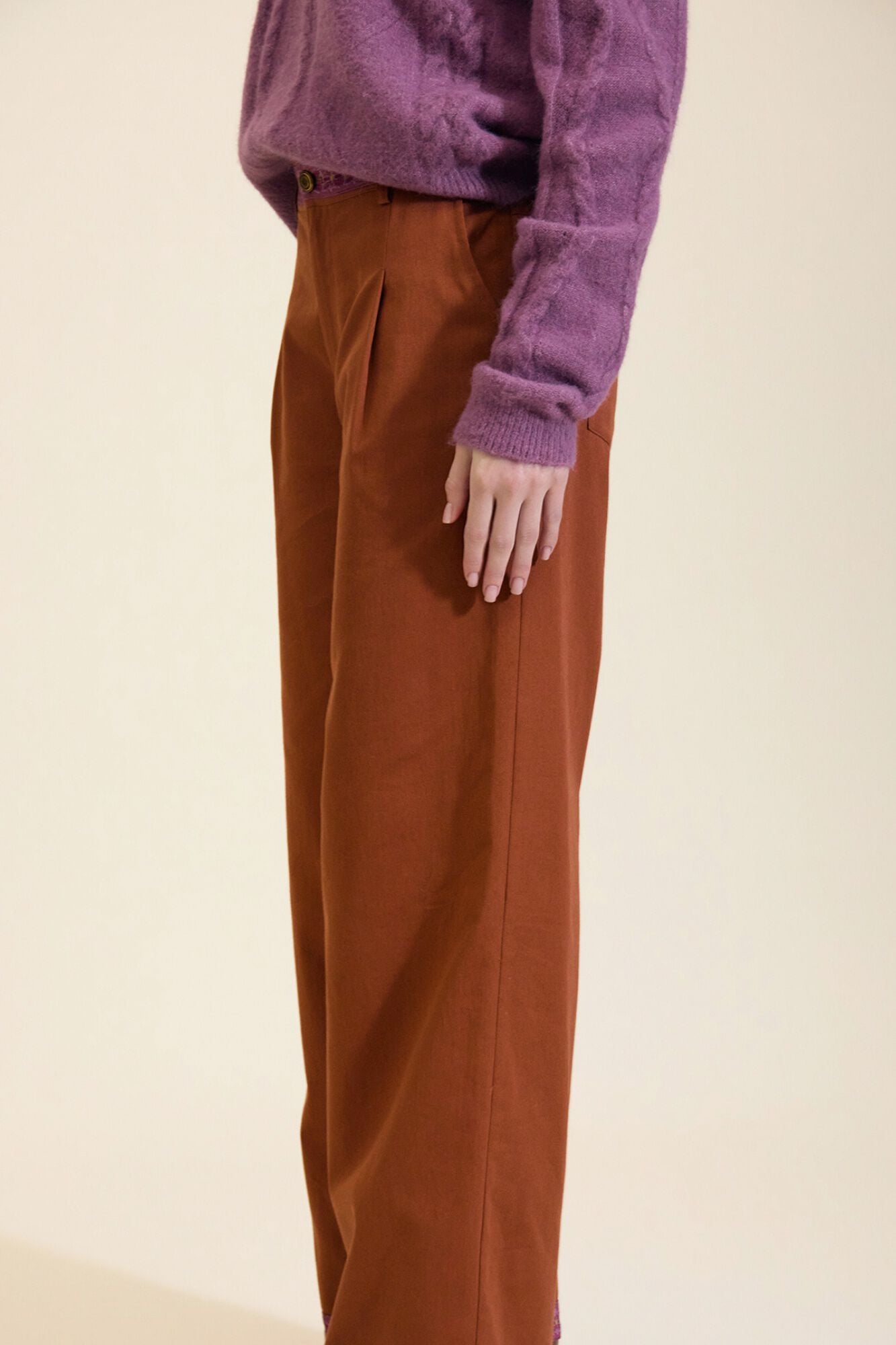 Meisie Canvas straight trousers Orange