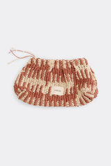 Slowlove Bolso pouch rafia Estampado marr&oacute;n