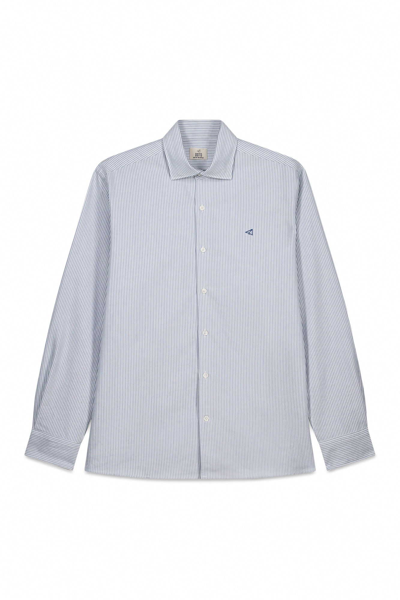 OOTO Oxford pinstriped long sleeve shirt Blue