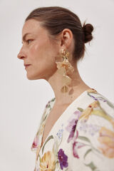 Cortefiel Long flower earrings Yellow