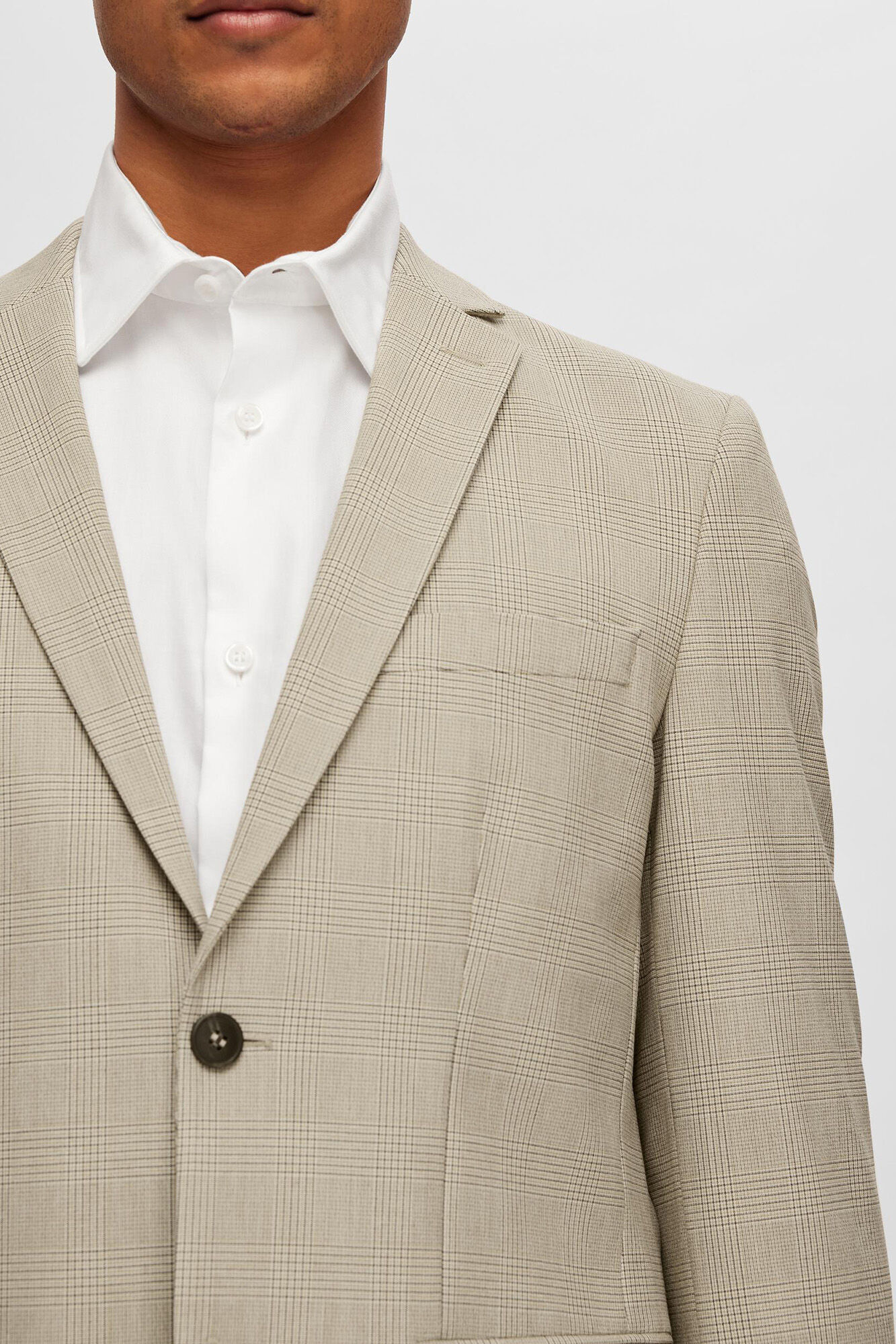 Selected Blazer de xadrez Slim Fit confecionado com materiais reciclados Tostado