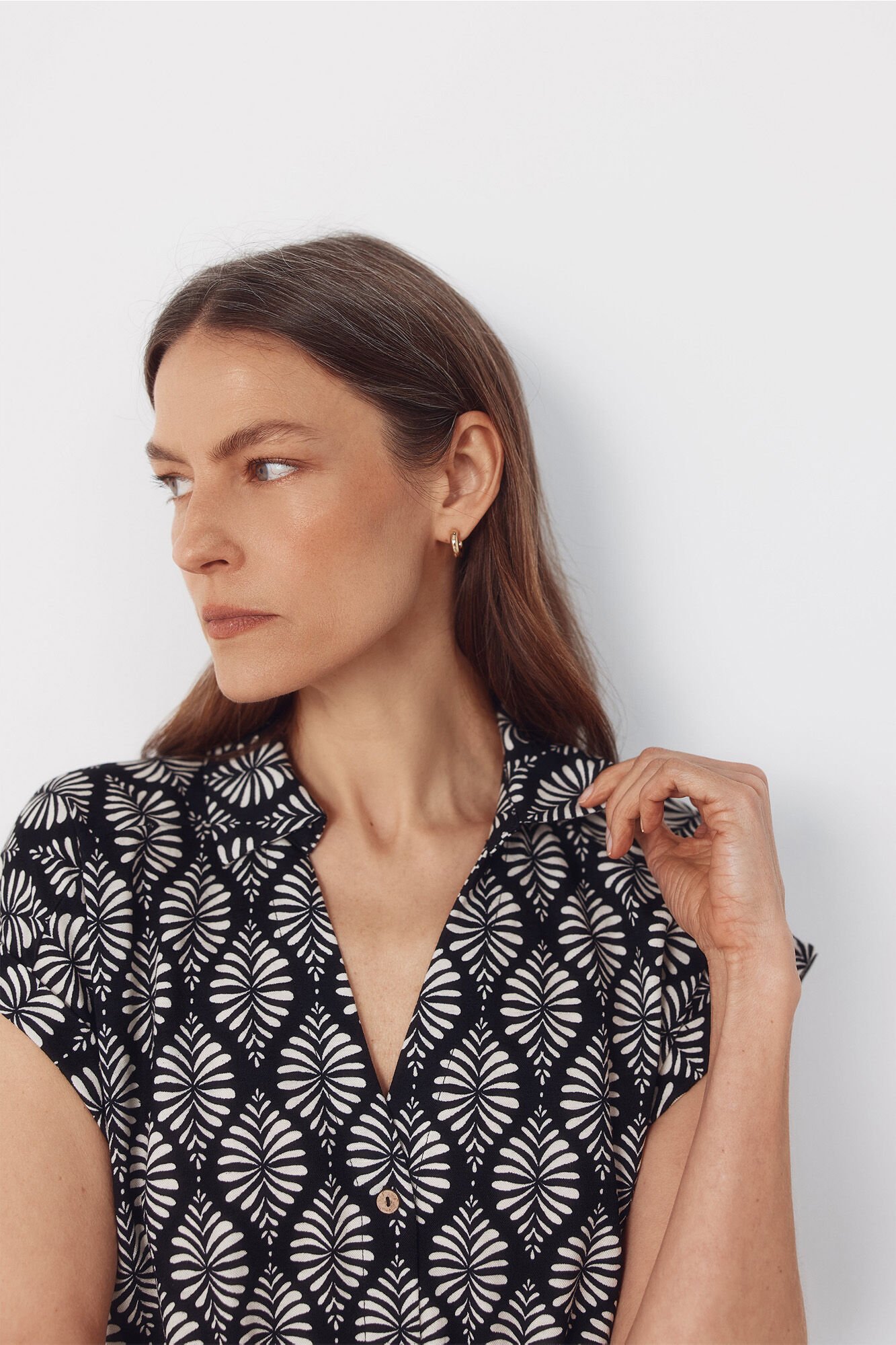 Cortefiel Shirt dress Printed grey