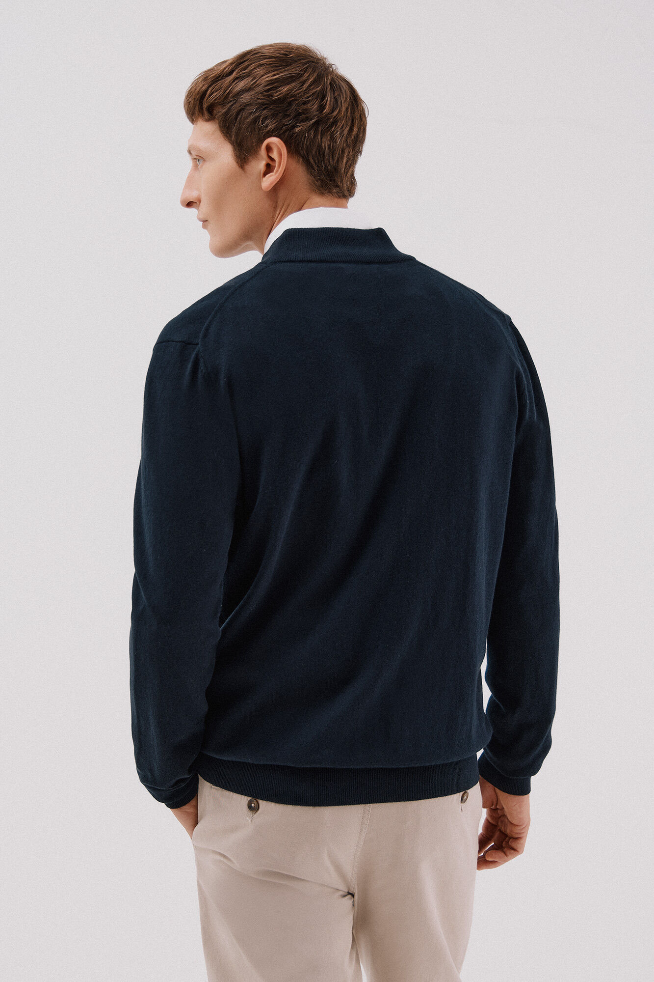 Cortefiel Cotton and cashmere cardigan  Navy