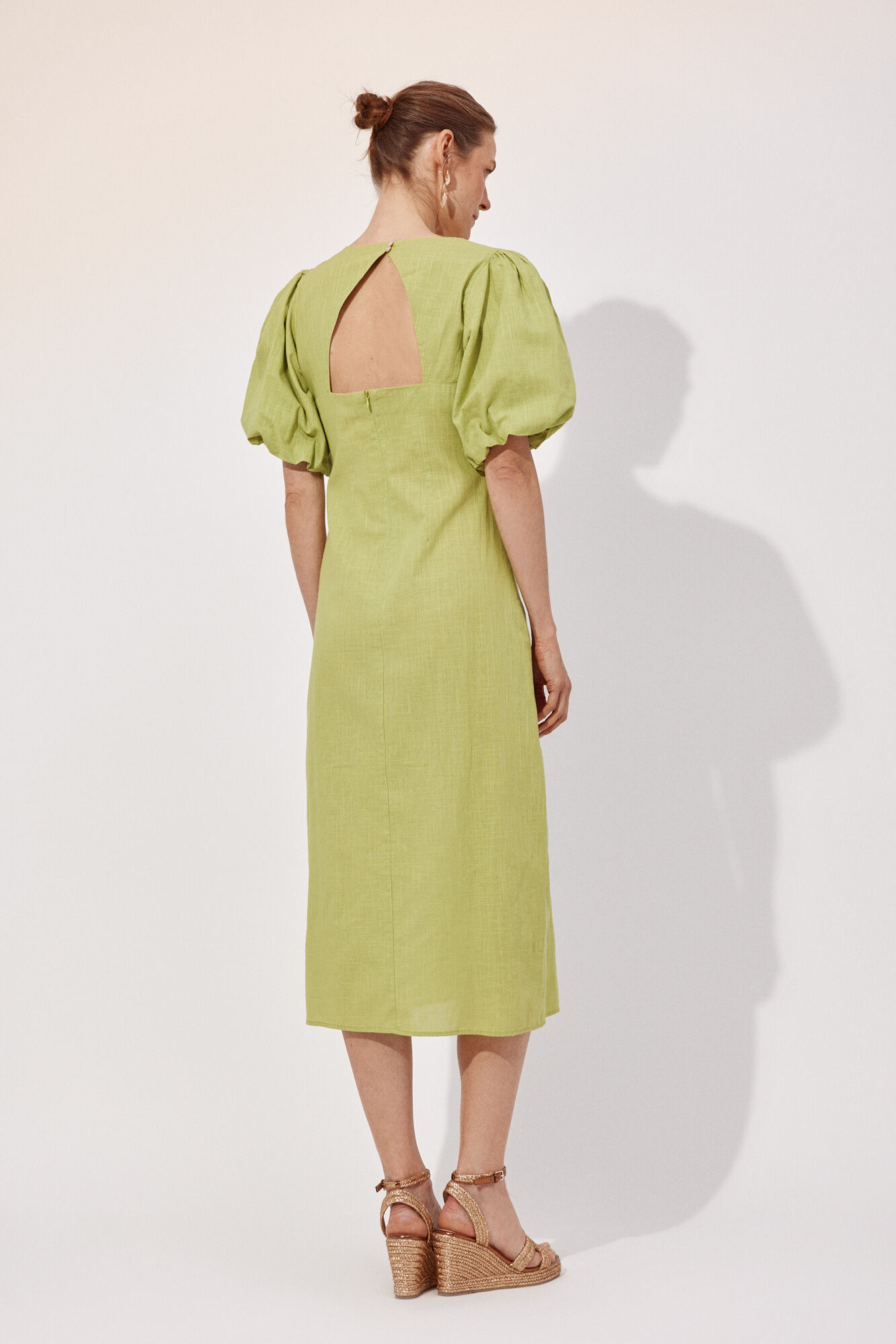 Cortefiel Floral print dress Green