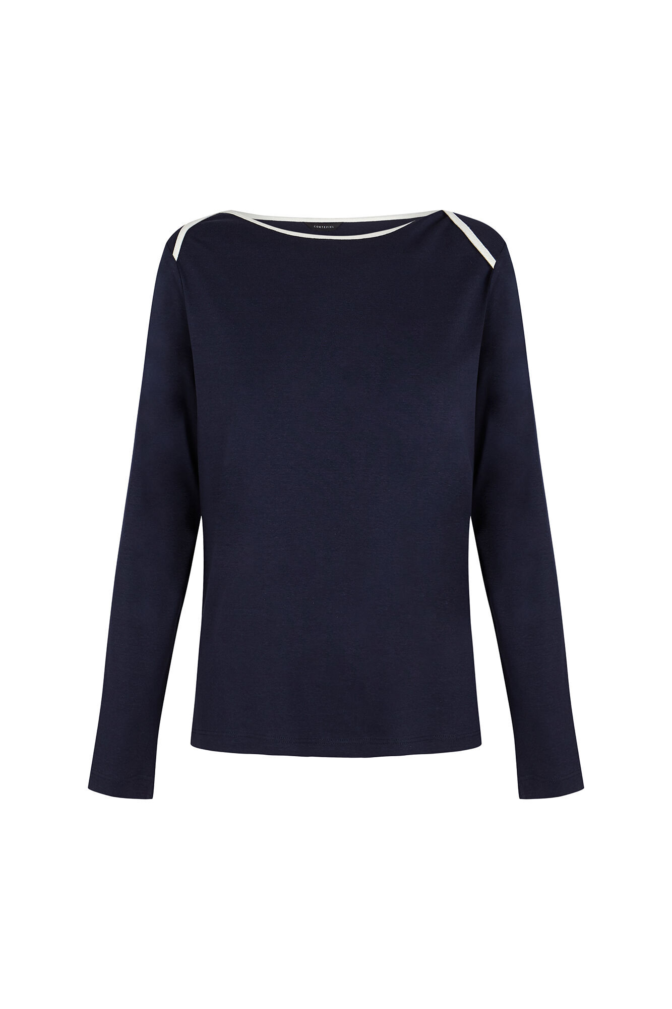 Cortefiel Contrast boat neck t-shirt Navy