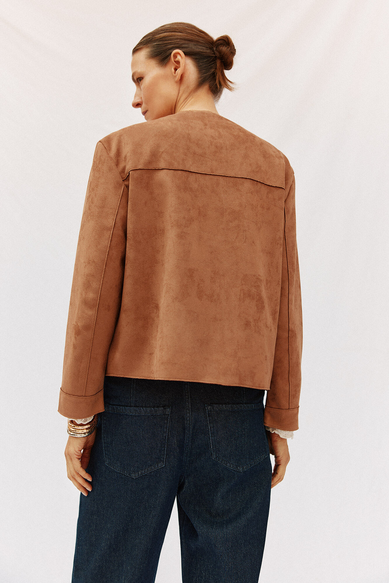 Cortefiel Faux leather jacket Beige