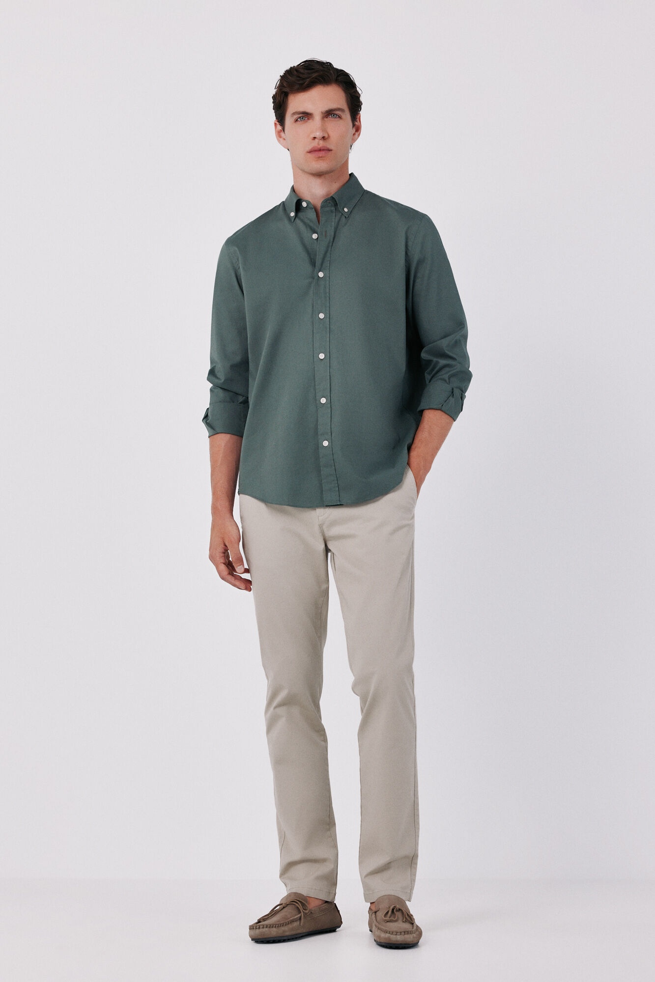 Cortefiel Camisa lisa em oxford leve
