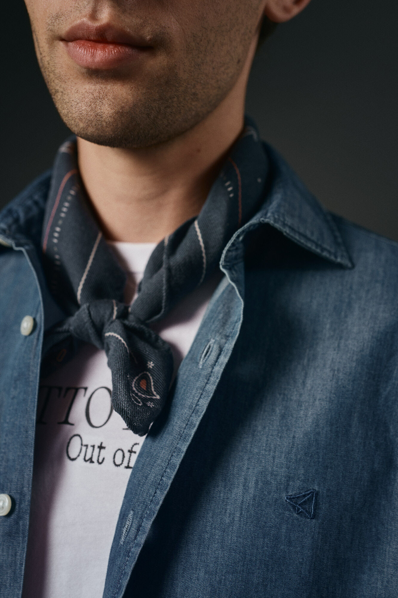 OOTO Camisa de ganga Azul