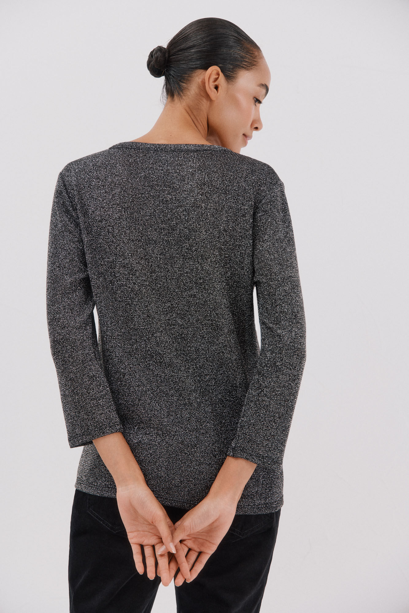 Cortefiel Camiseta lurex cuello mao Gris