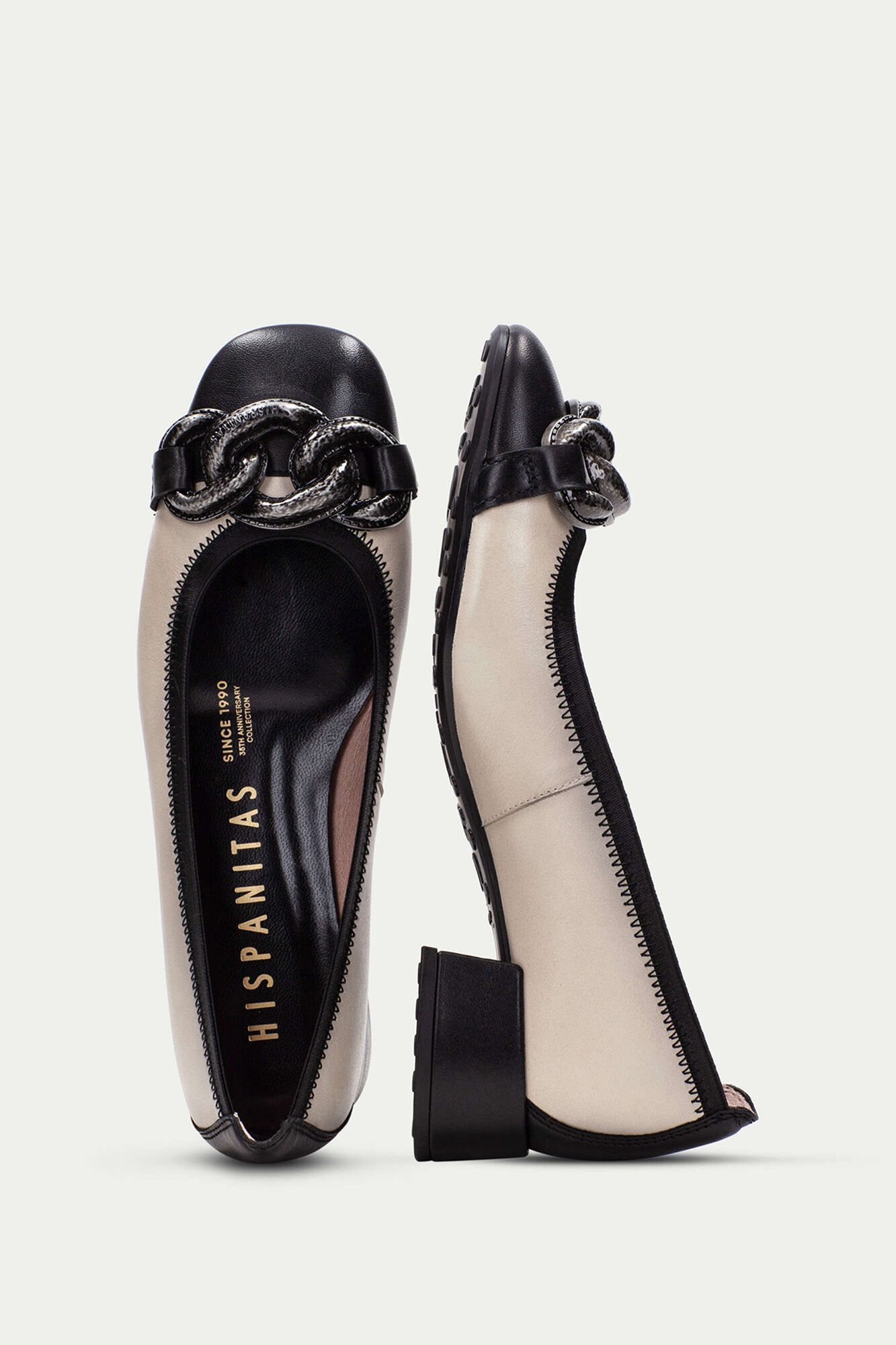 Hispanitas Bailarina punta cuadrada adorno cadena OPORTO Negro