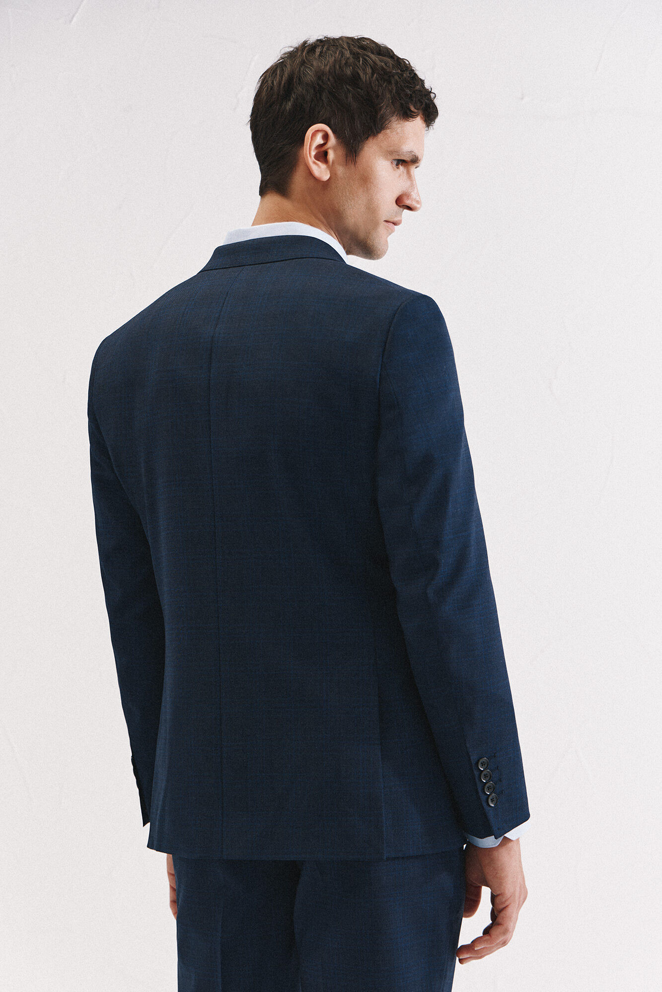 Cortefiel Slim fit blue checkered blazer Blue