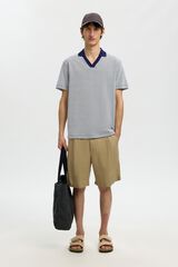 Selected Short sleeve polo shirt with open neck Navy