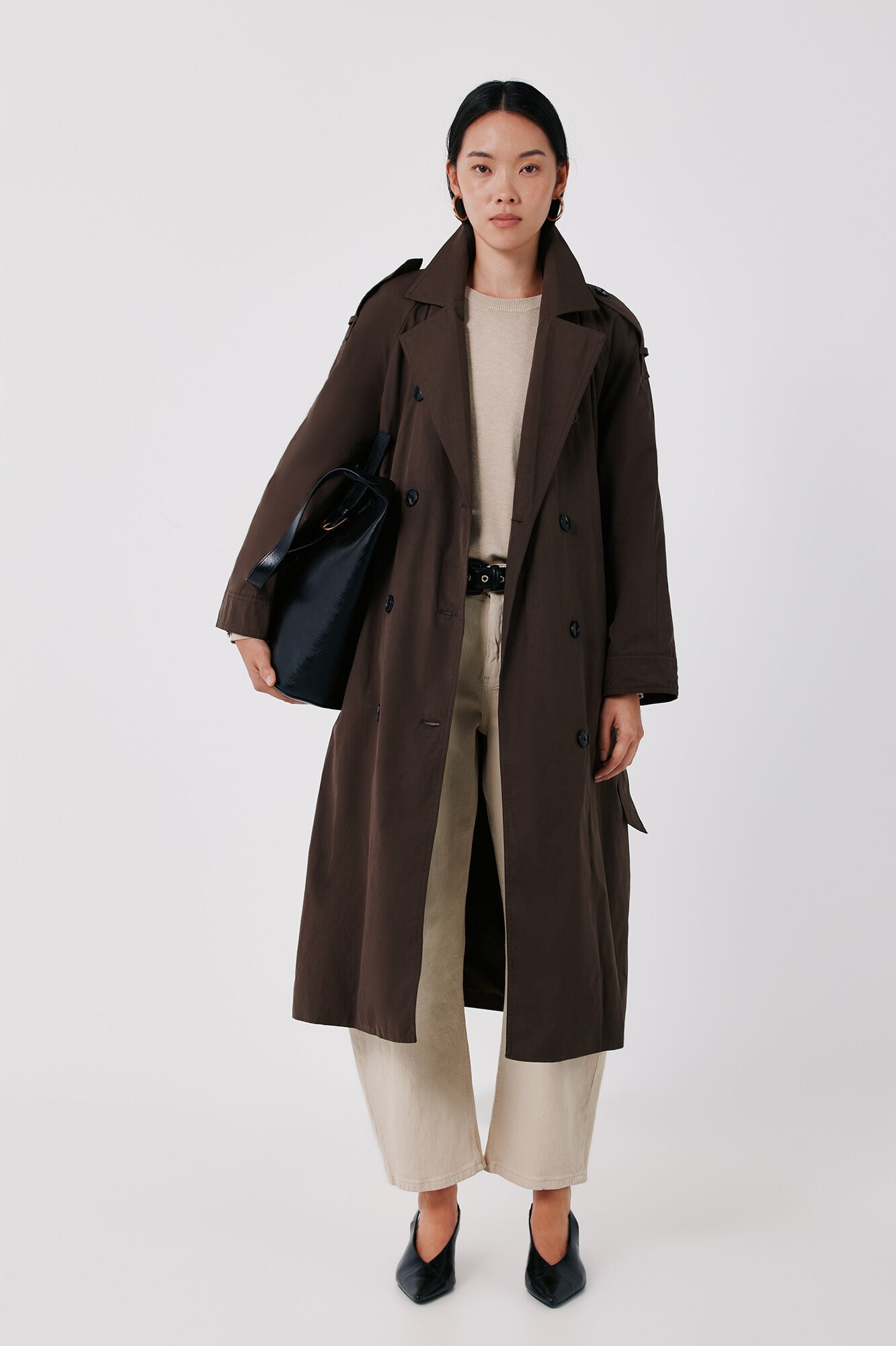 Cortefiel Long trench Dark brown