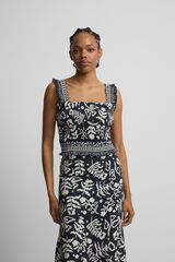 Silbon Top palabra de honor estampado flores Estampado azul
