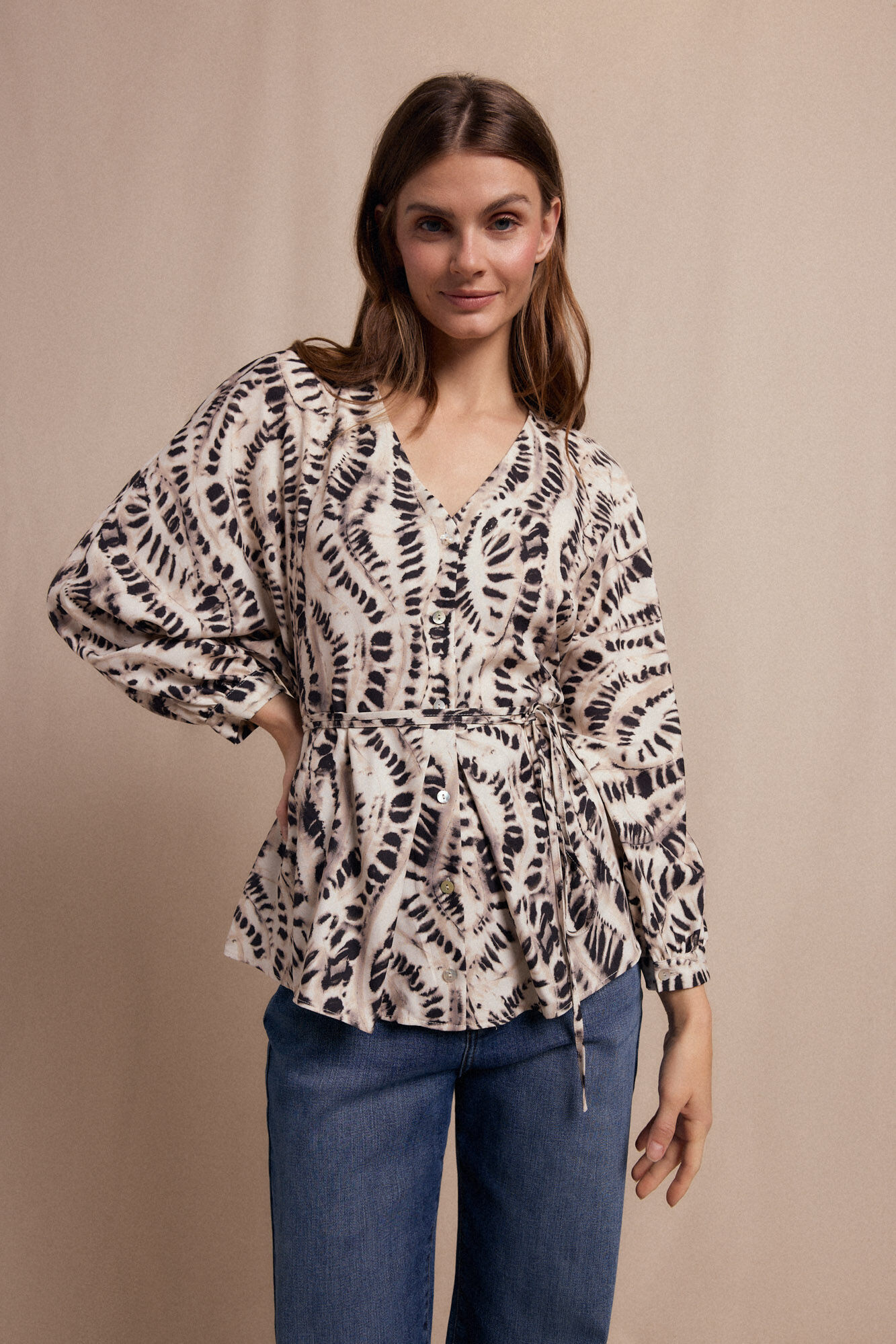 Slowlove Blusa estampada Ecru