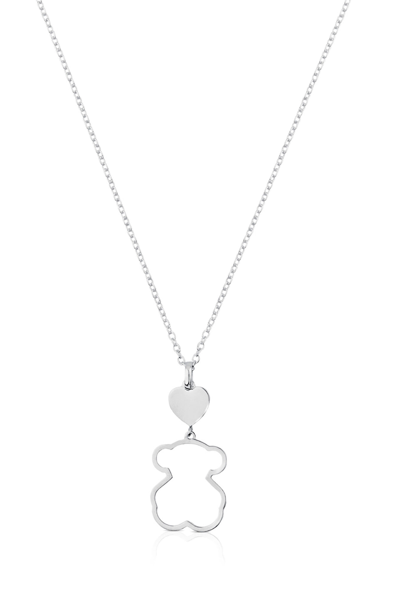 Tous Collar de plata motivo oso New Silueta Gris
