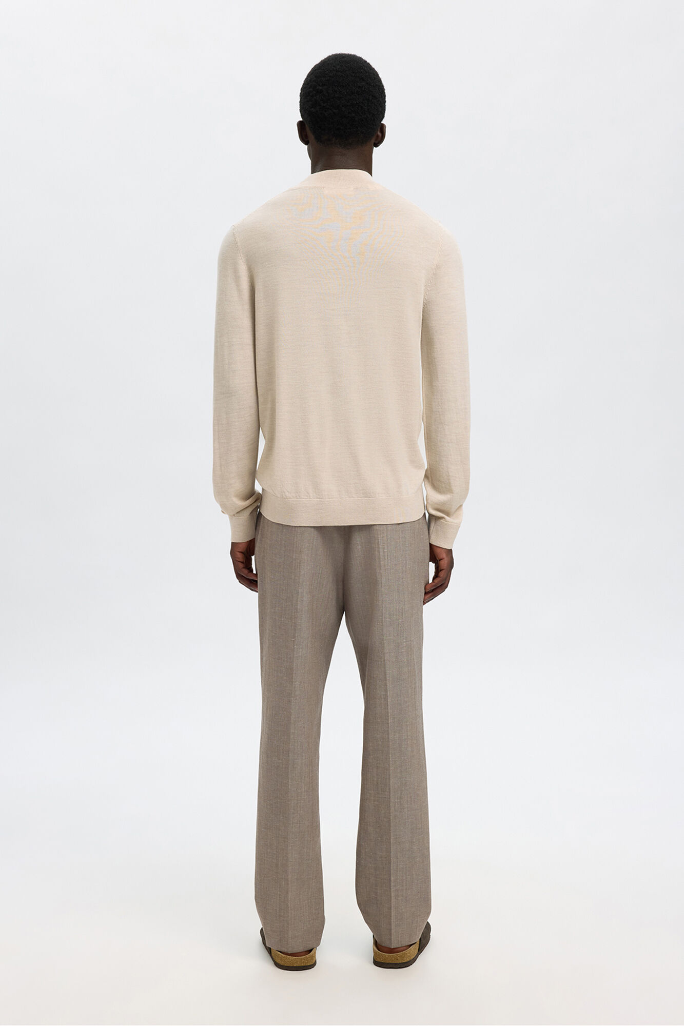 Selected Camisola de gola falsa 100% l&atilde; merino. Tostado