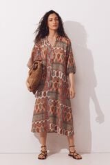 Cortefiel Wide printed kaftan Printed orange