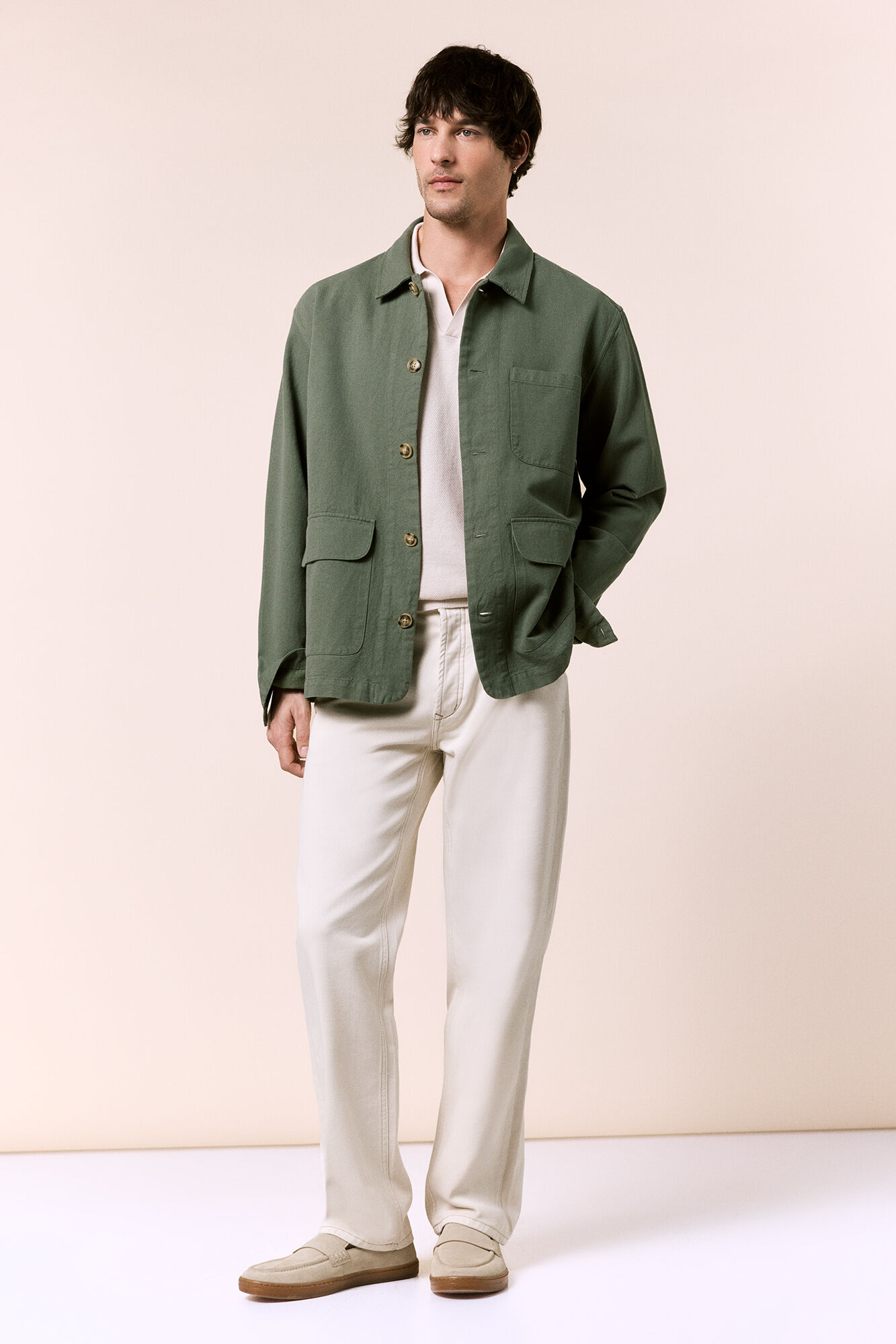 OOTO Cotton linen overshirt Kaki