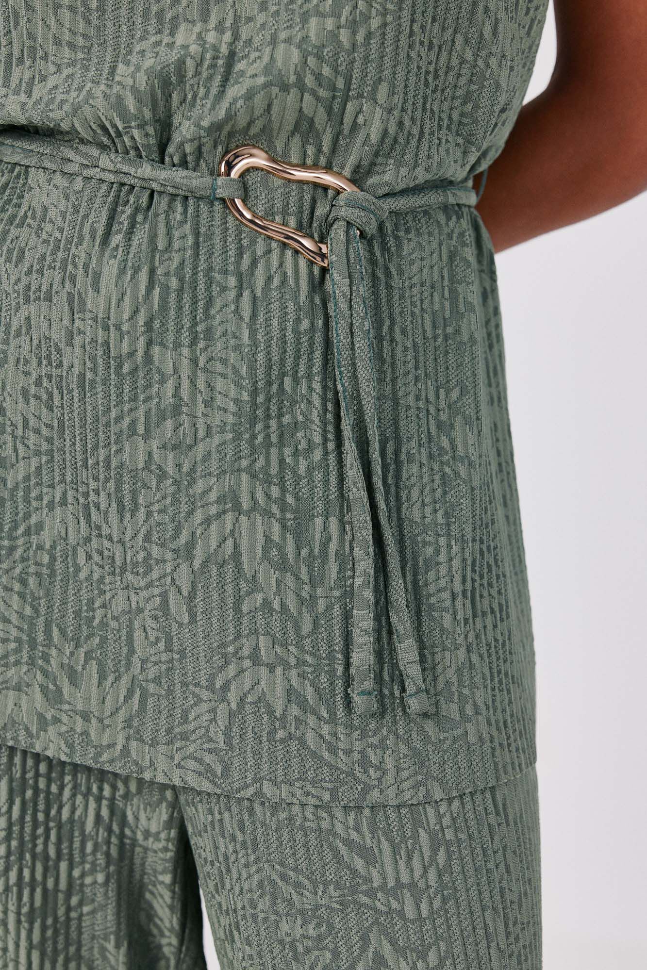 Cortefiel Top jacquard hebilla Kaki