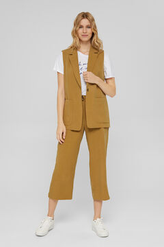 Cortefiel Linen relaxed fit vest Camel