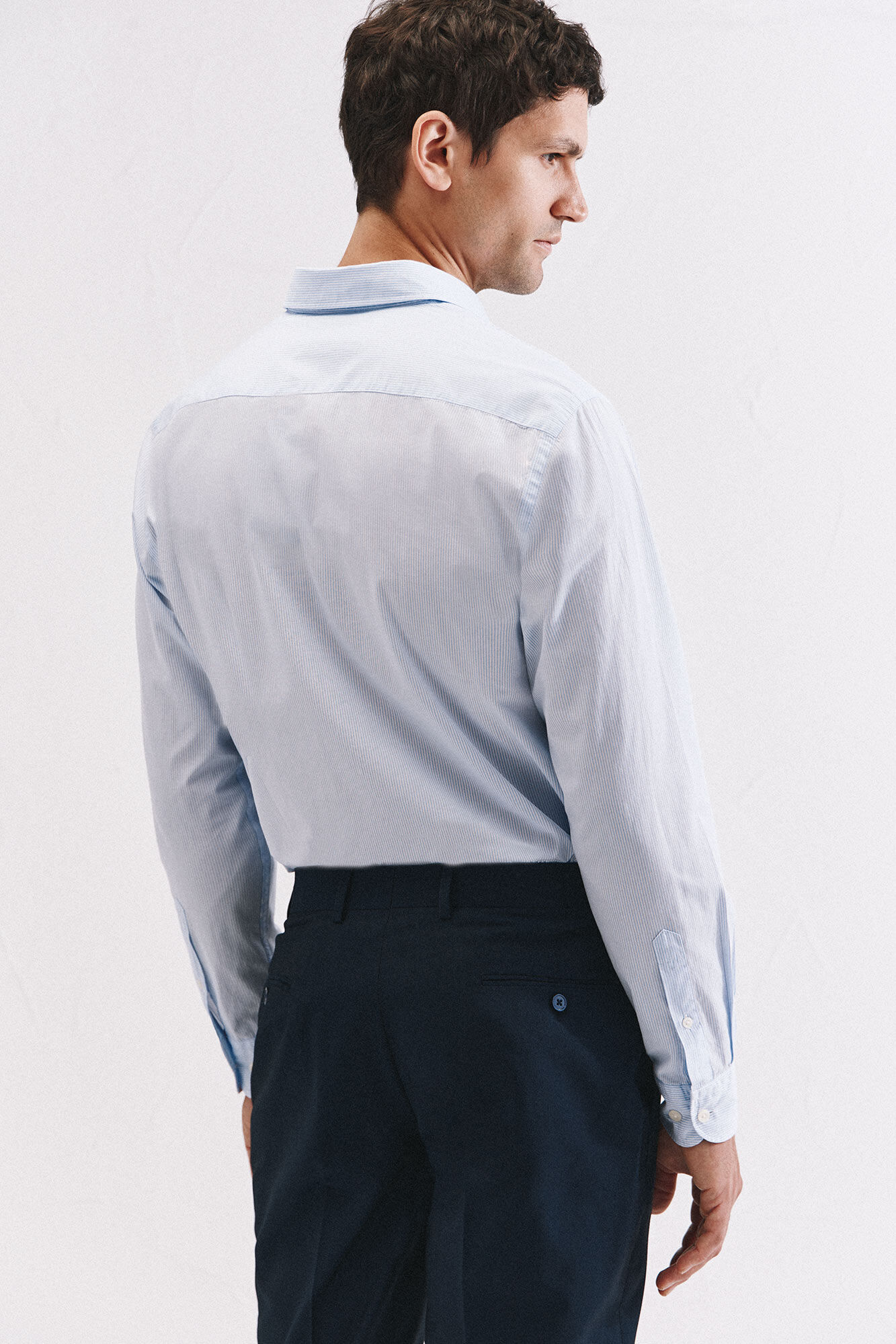 Cortefiel Camisa rayas algod&oacute;n Azul