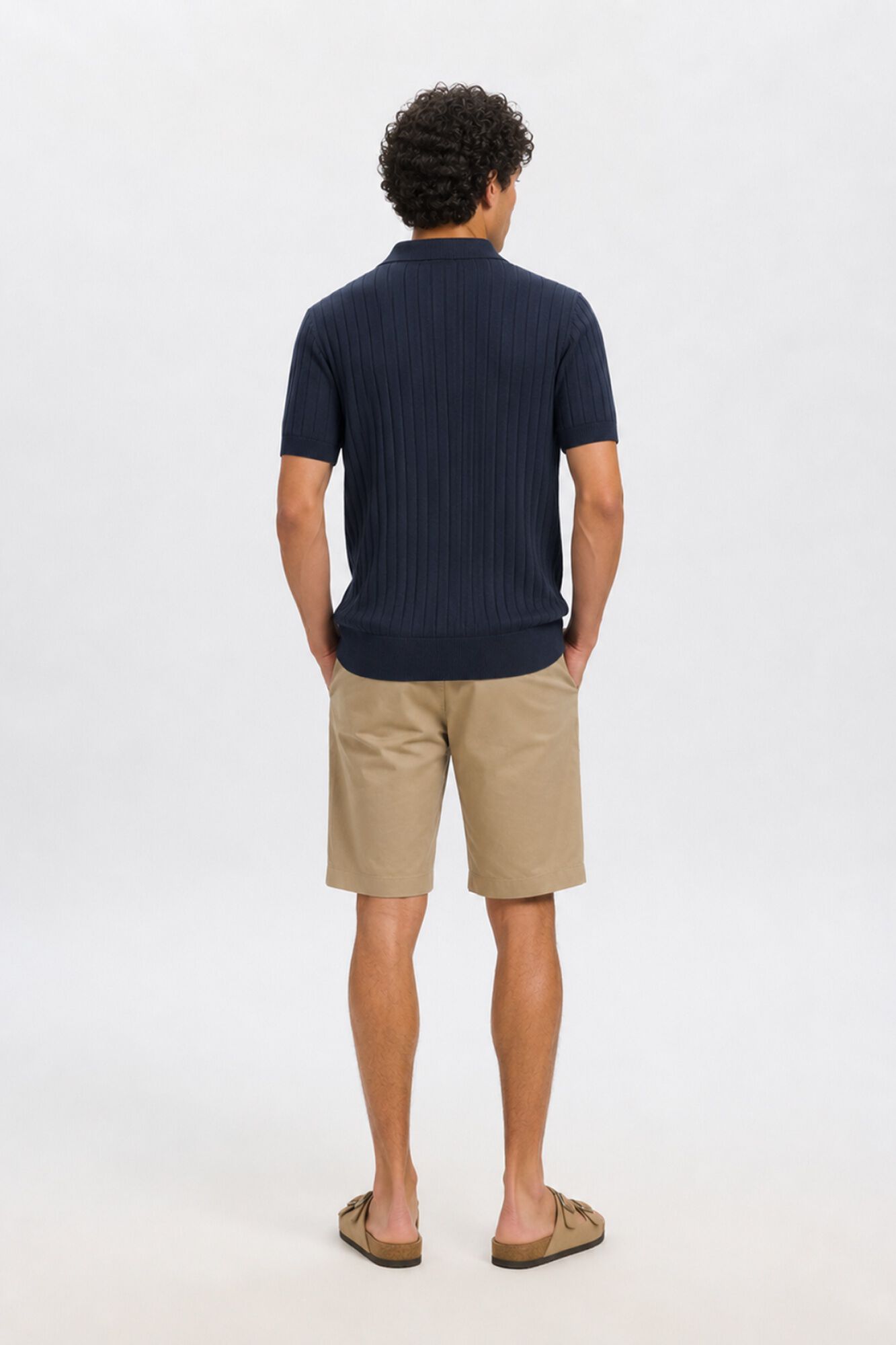 Selected Polo de punto canal&eacute; Azul marino