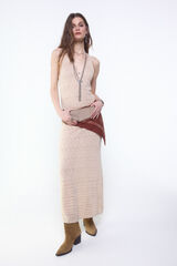 Slowlove Vestido de malha rendada Castanho