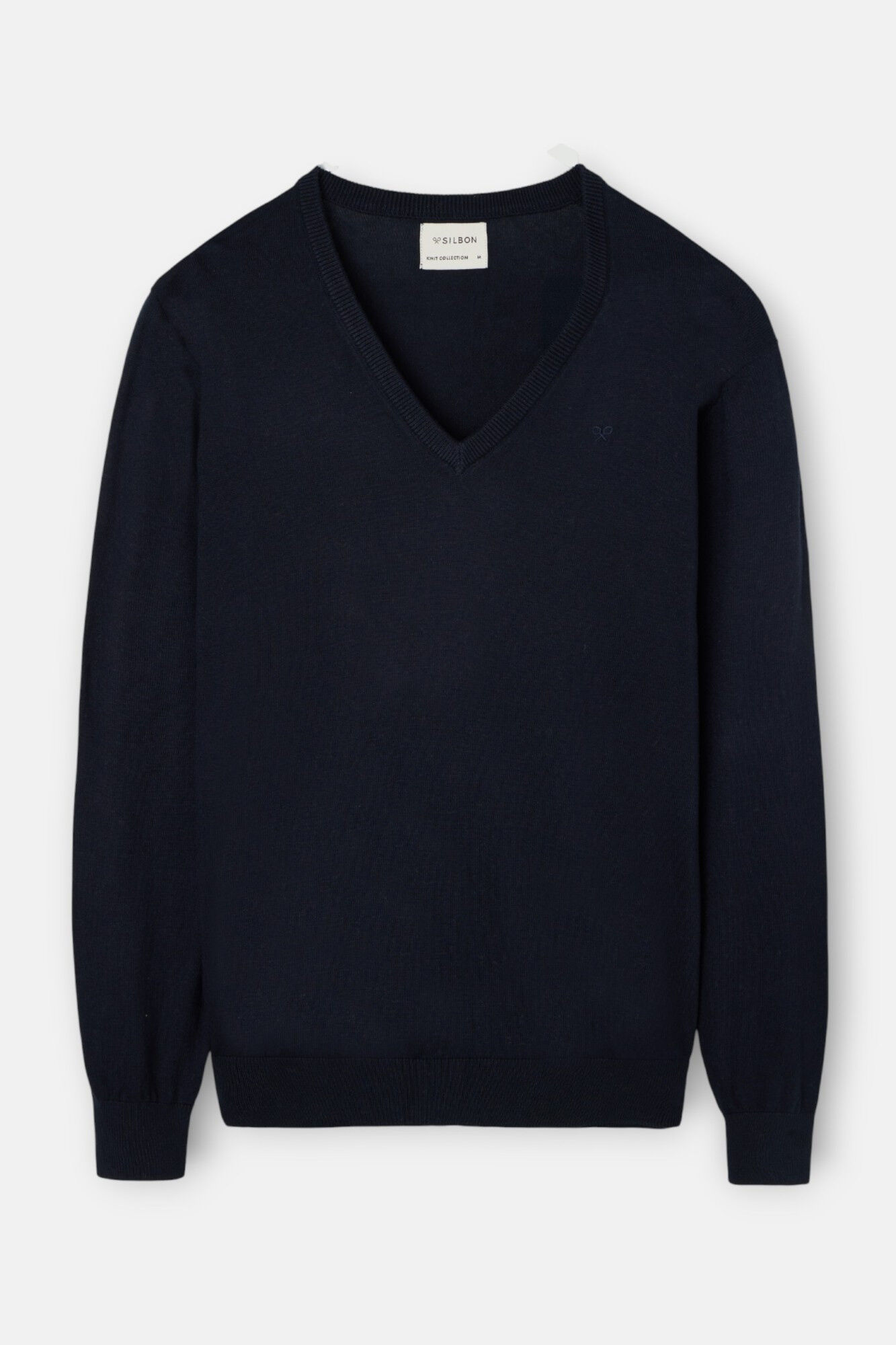 Silbon Camisola retr&ocirc; com gola em V Azul