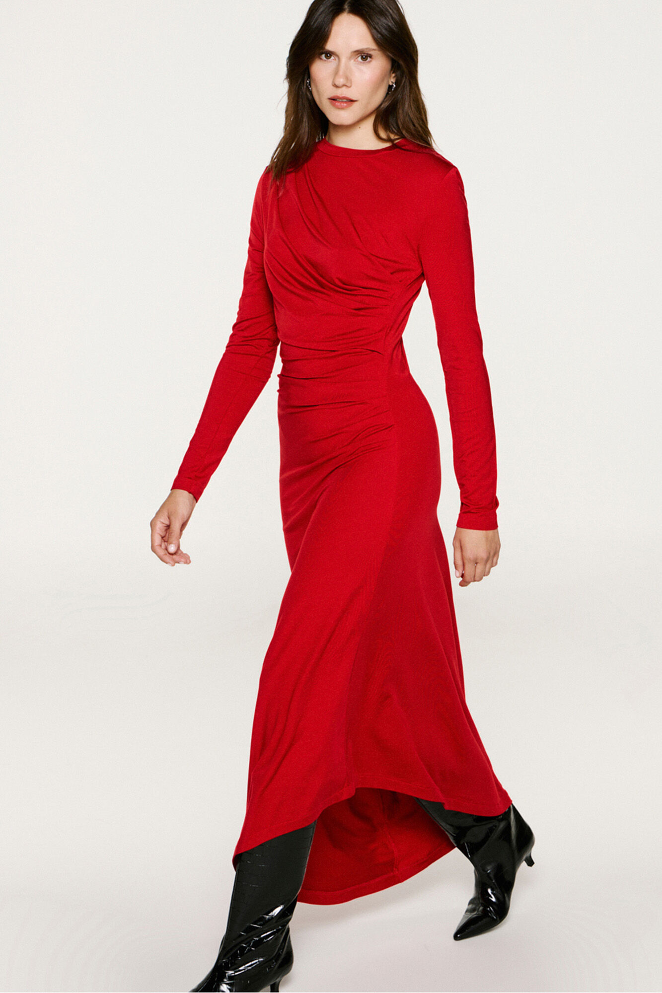 Selected Vestido slim fit assim&eacute;trico Vermelho