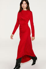 Selected Vestido slim fit assim&eacute;trico Vermelho