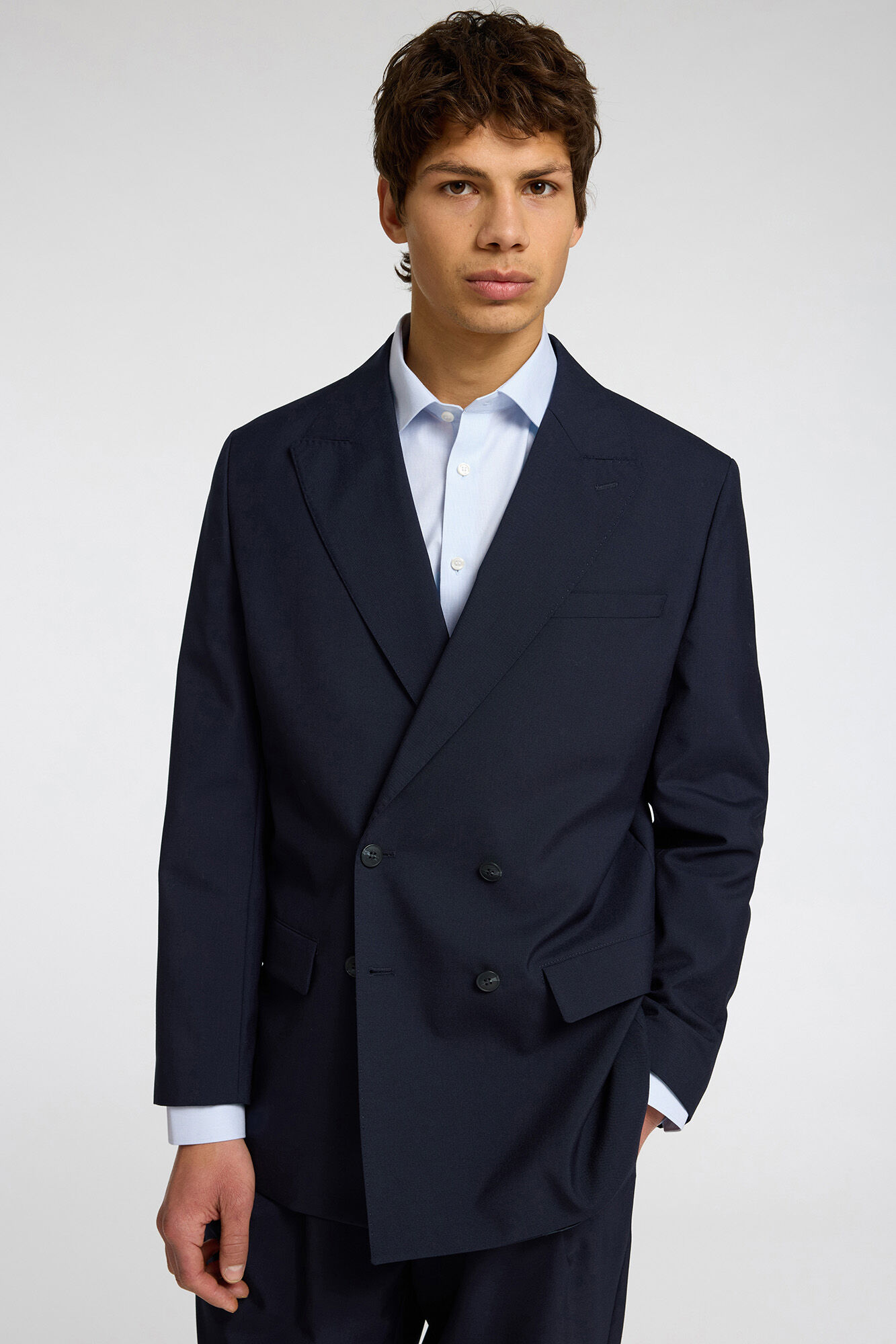 Selected Camisa de manga comprida elegante 100% algod&atilde;o Azul