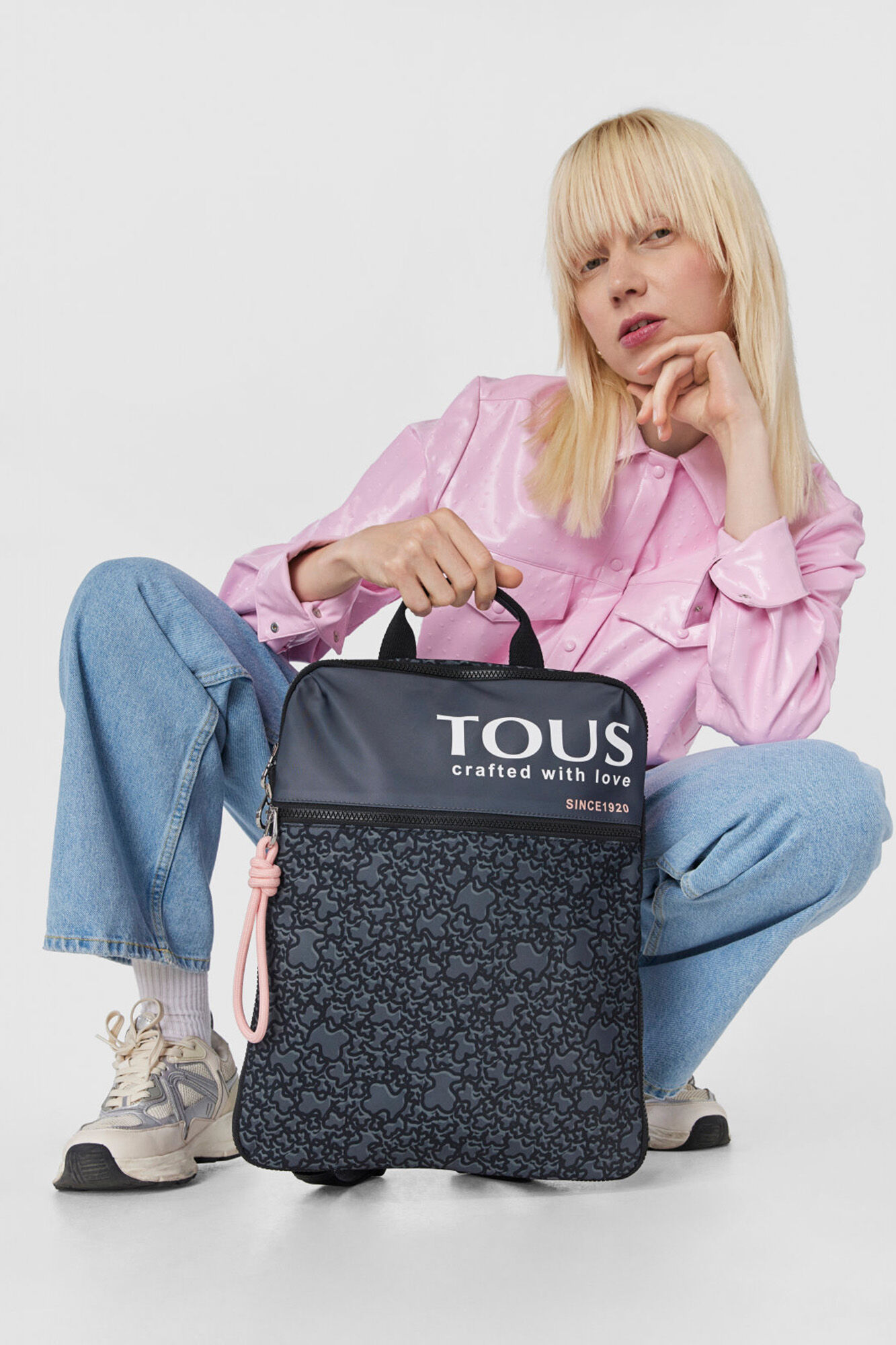 Tous Mochila plana negra Kaos Mini Evolution Nylon Negro