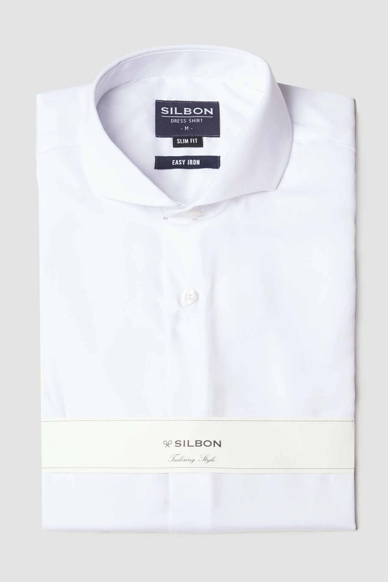 Silbon Camisa de vestir punho simples easy iron Branco